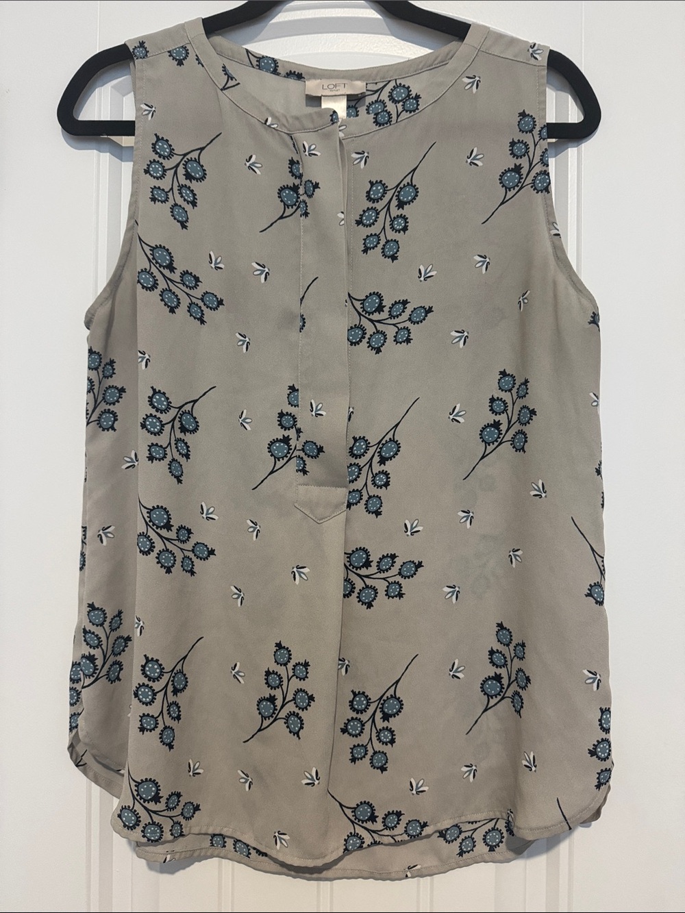 LOFT Floral Sleeveless Camisole with Blue Accents